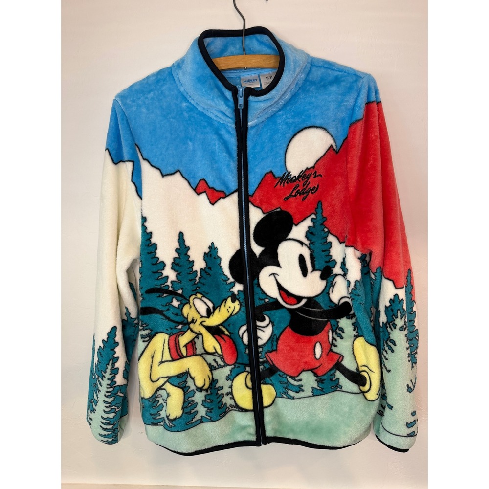 Disney Mickey and Friends Mickey's Lodge Fleece Full Zip Jacket Small NWT